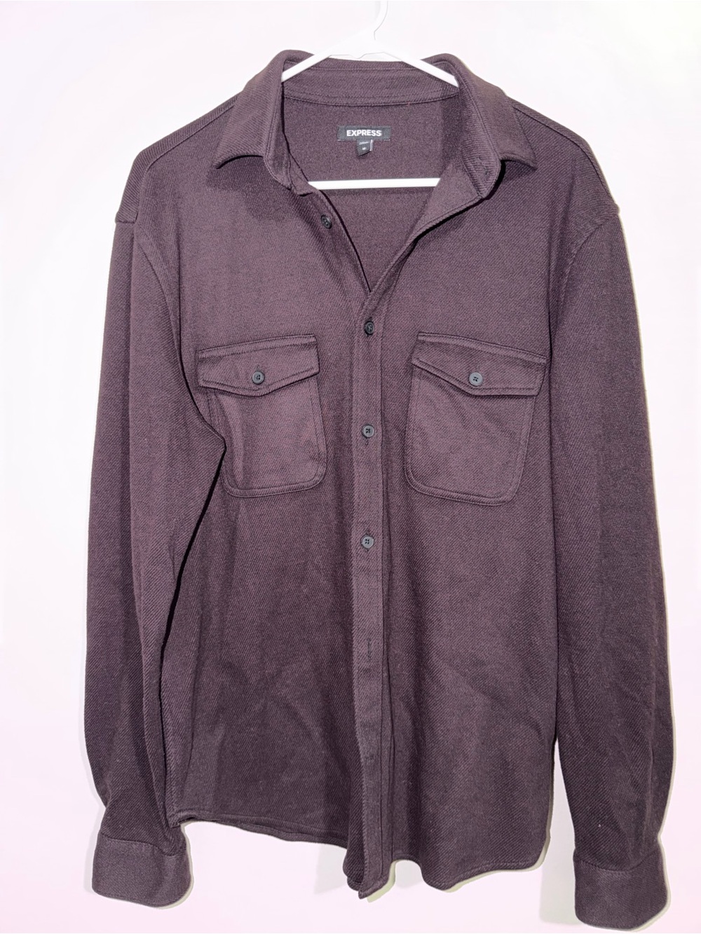 Express Women’s Medium Brown Button Front Overshirt Shacket